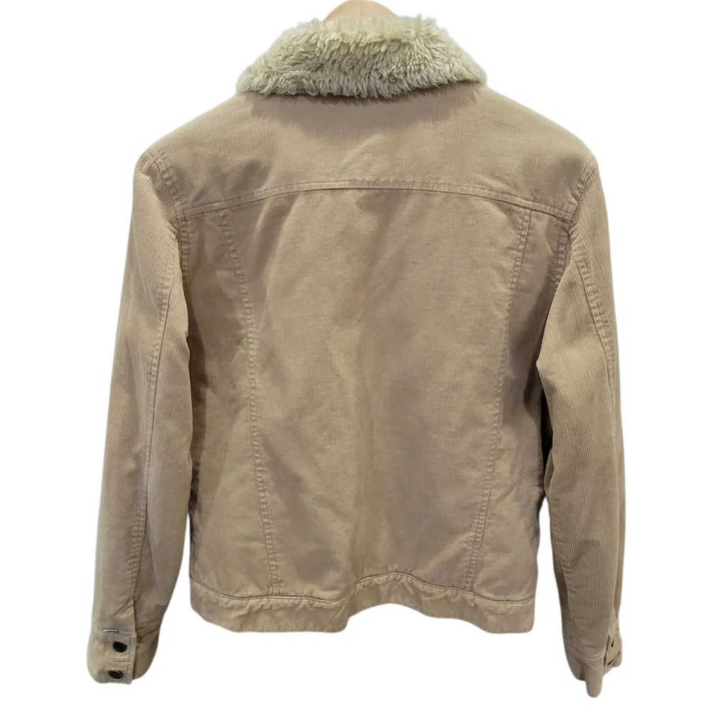 Roots 73 Corduroy Sherpa Collar Trucker Jacket Tan Quilted Lined Barn Women’s L - Picture 5 of 16